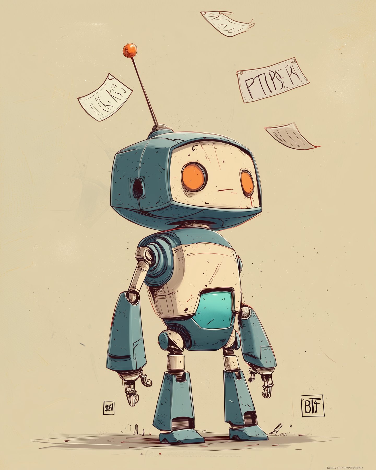 Scene 1: the robot at an order window, tickets coming in, cheerful execution