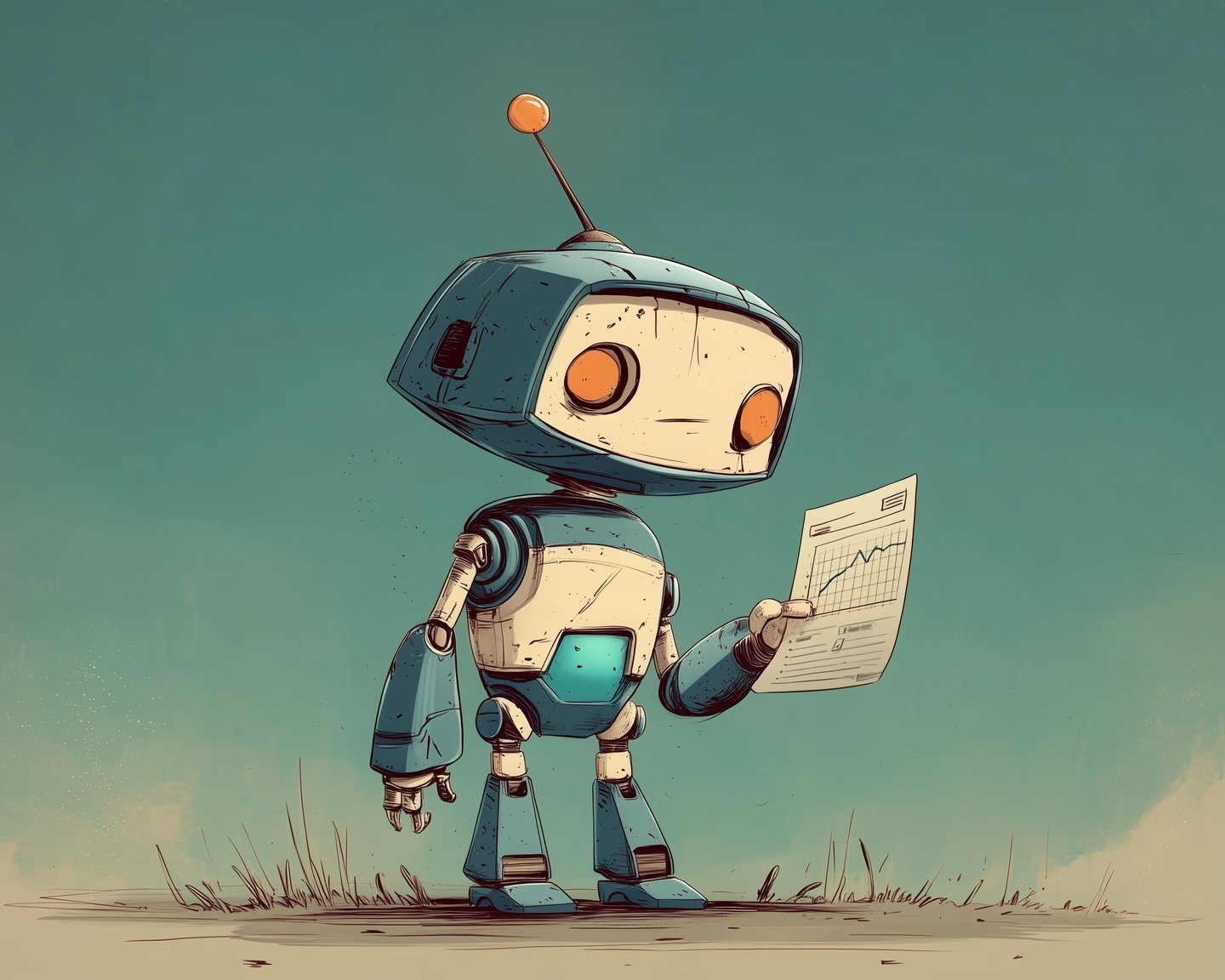 The robot holding up a printed chart, reading what the numbers actually say.